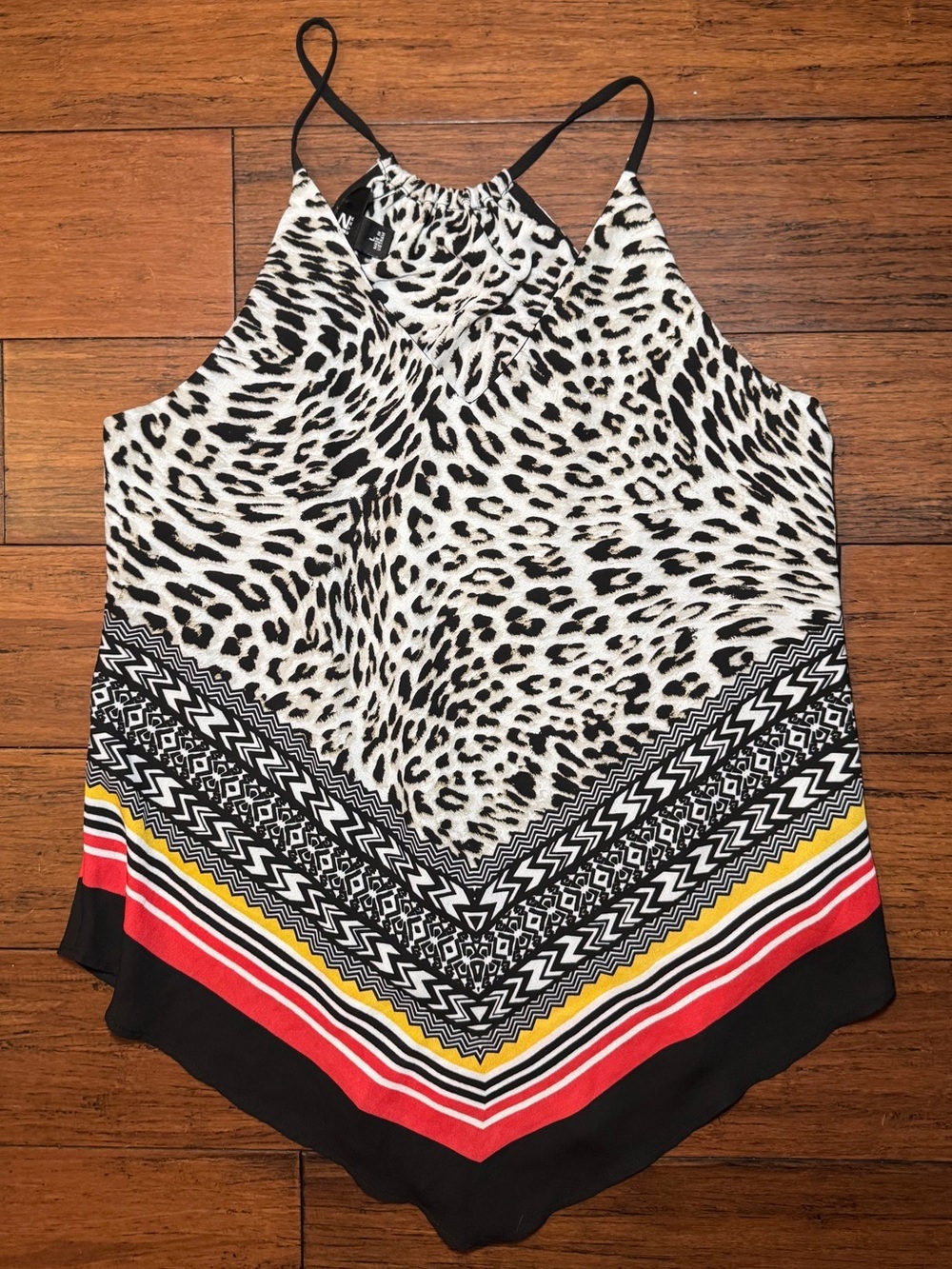 IZ Byer Leopard Print Scarf Hem Cami Tank Top Size Large